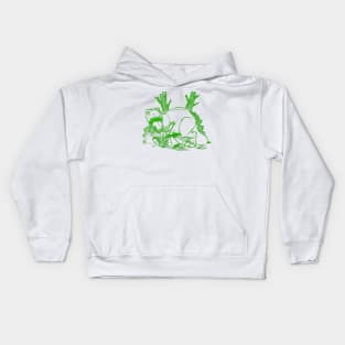 Dinosaur and Robots- Green Line Art Version Kids Hoodie